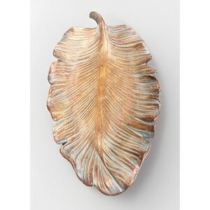 Retired PartyLite Sculpted Leaf Pillar Garden Tray P90356 22" Large